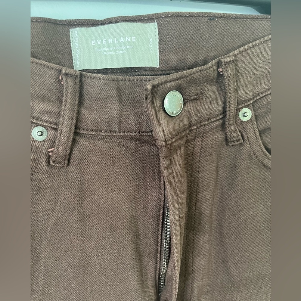 Everlane Size 25 The Original Cheeky Crop Jean in clove brown Organic cotton. - Picture 2 of 10